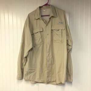 Columbia Men's Tan Long Sleeve Button Down XL Outdoor Breatheable